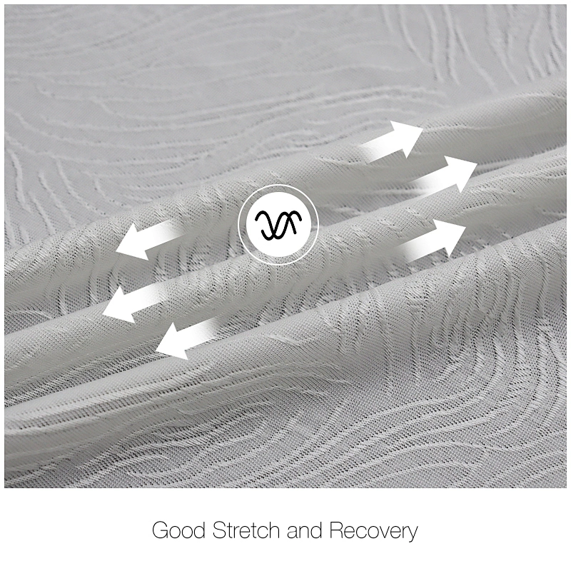 Cotton feel polyester spandex  3D folwer jacquard fabric